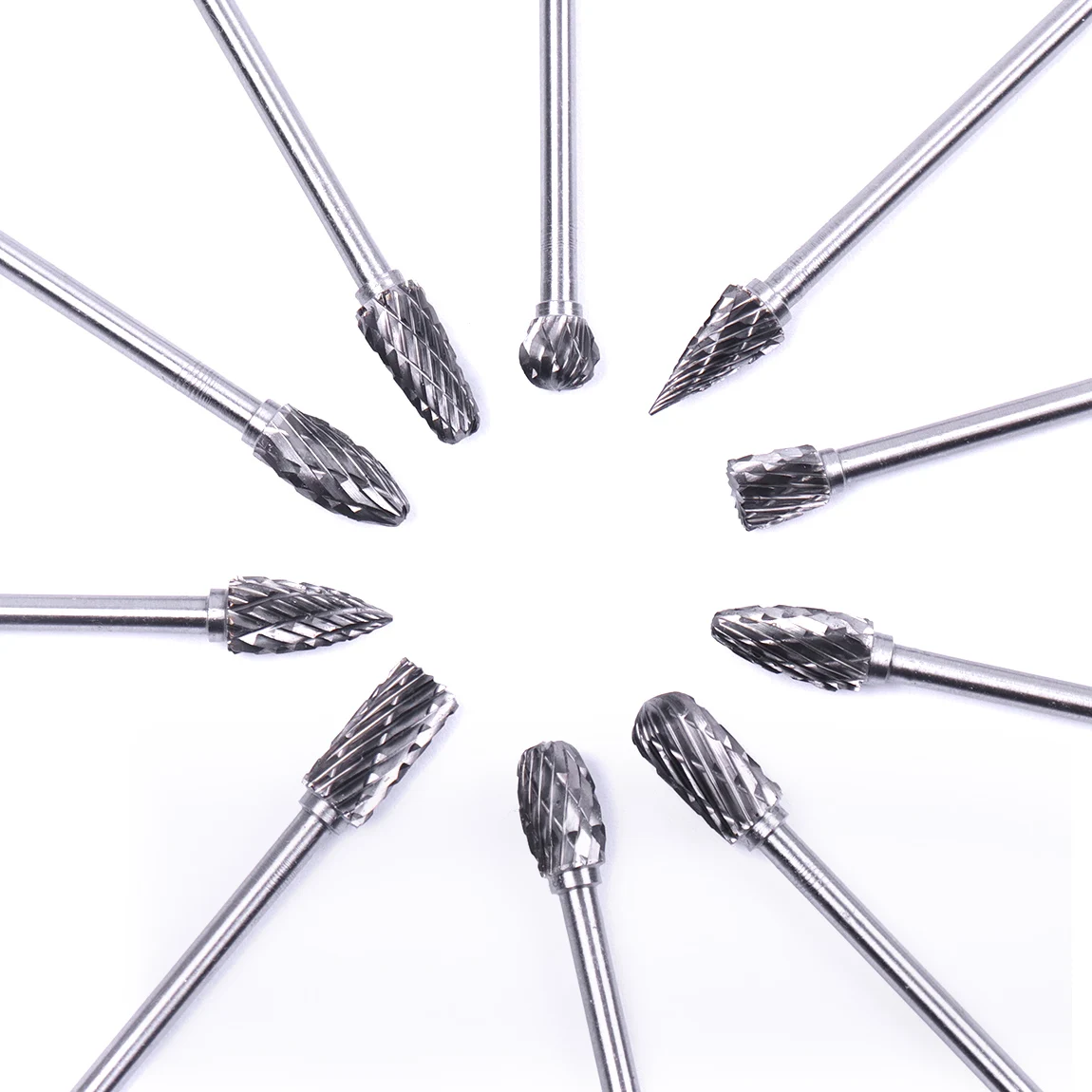 10ชิ้น/เซ็ต1/8 "Shank ทังสเตนคาร์ไบด์เครื่องตัดโรตารี่ Burr Double Diamond Cut โรตารี่เครื่องมือไฟฟ้า