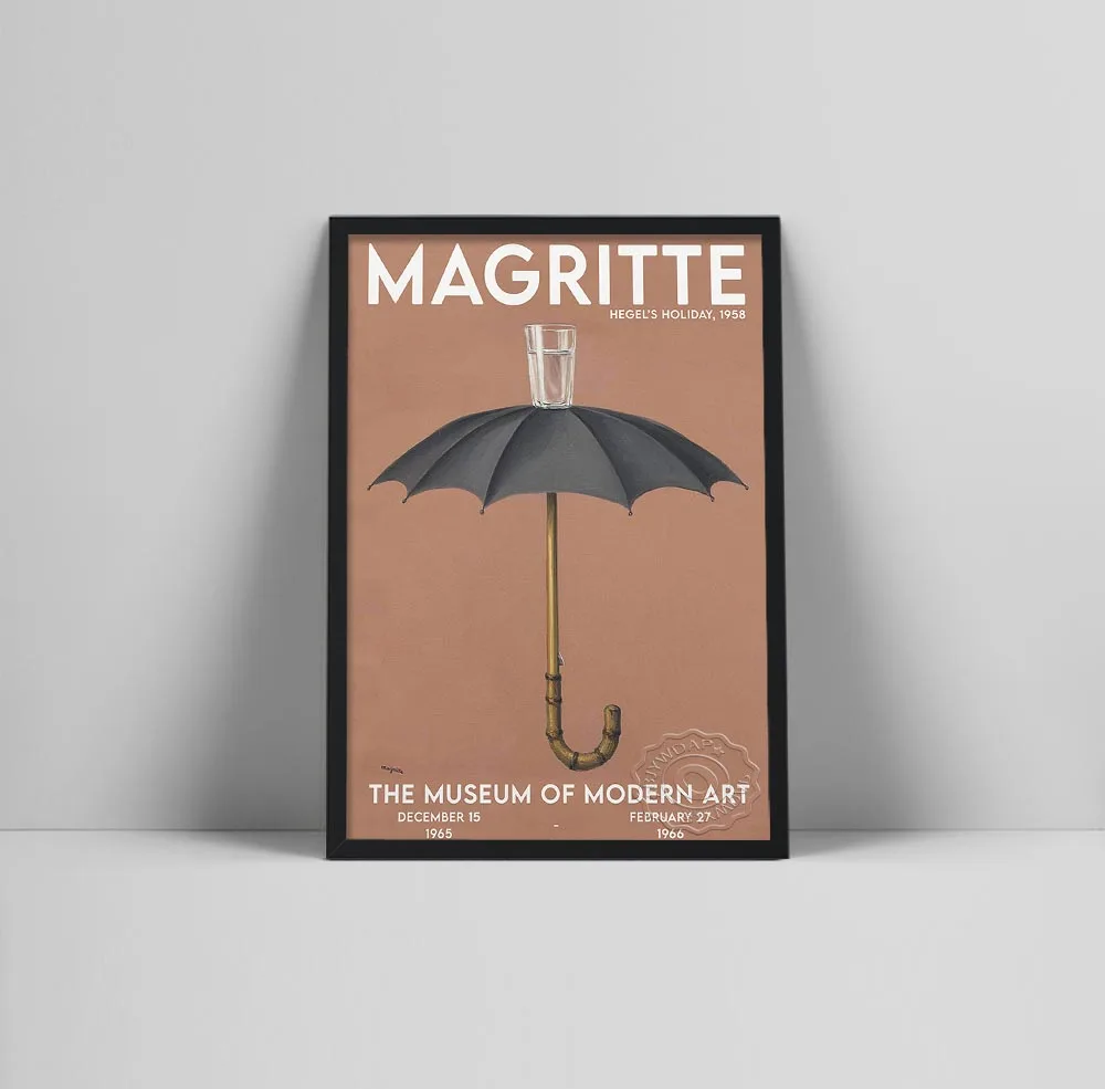 Rene Magritte Art Exhibition Poster Hegel's Holiday 1958 Print Umbrella Poster Vintage Abstract Poster Printable Quality Art