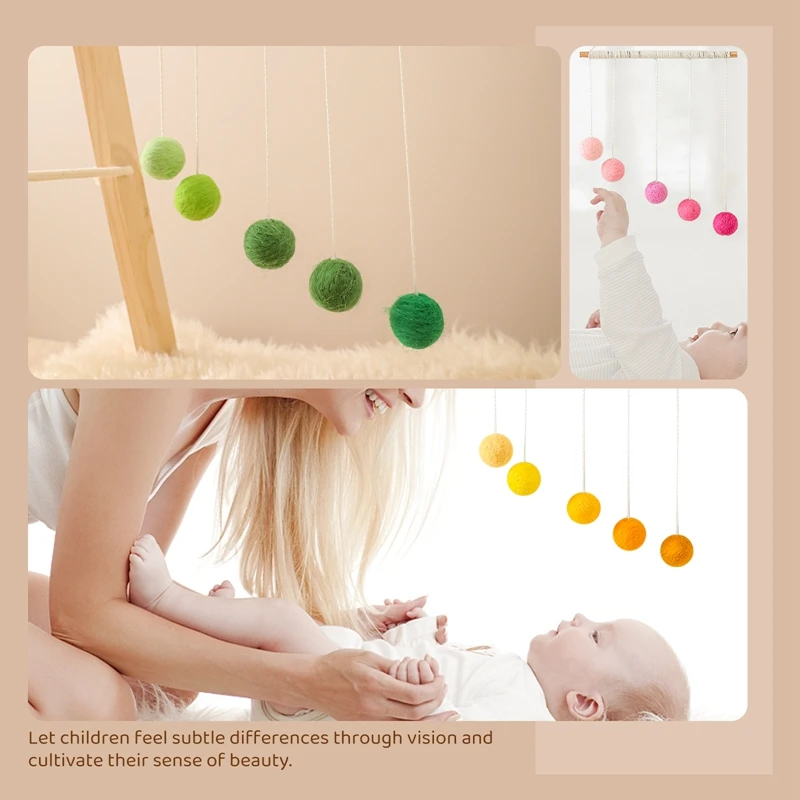 Baby Montessori Pluche Bal Hanger Pasgeboren Wieg Mobiele Opknoping Kinderen Visuele Zintuiglijke Speelgoed Educatief Kleur Cognitieve Spel Gift