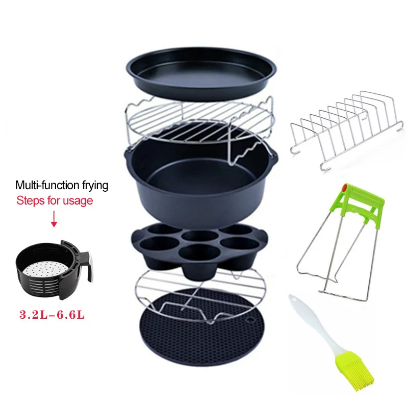 Air Fryer Accessories Kitchen Home 6/7/8/9 Inch Set Basket Grill Suitable For 10 Piece Set 3.2QT-5.8QT Baking