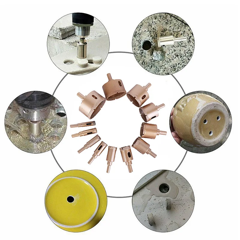JUNEFOR 6-60Mm Mũi Dụng Cụ Mở Dao Cắt Kính Cường Lực Gốm Đá Cẩm Thạch Lỗ Cưa Kim Cương Hàn Cưa Lỗ Khoan bit Dụng Cụ Mở Đa Năng