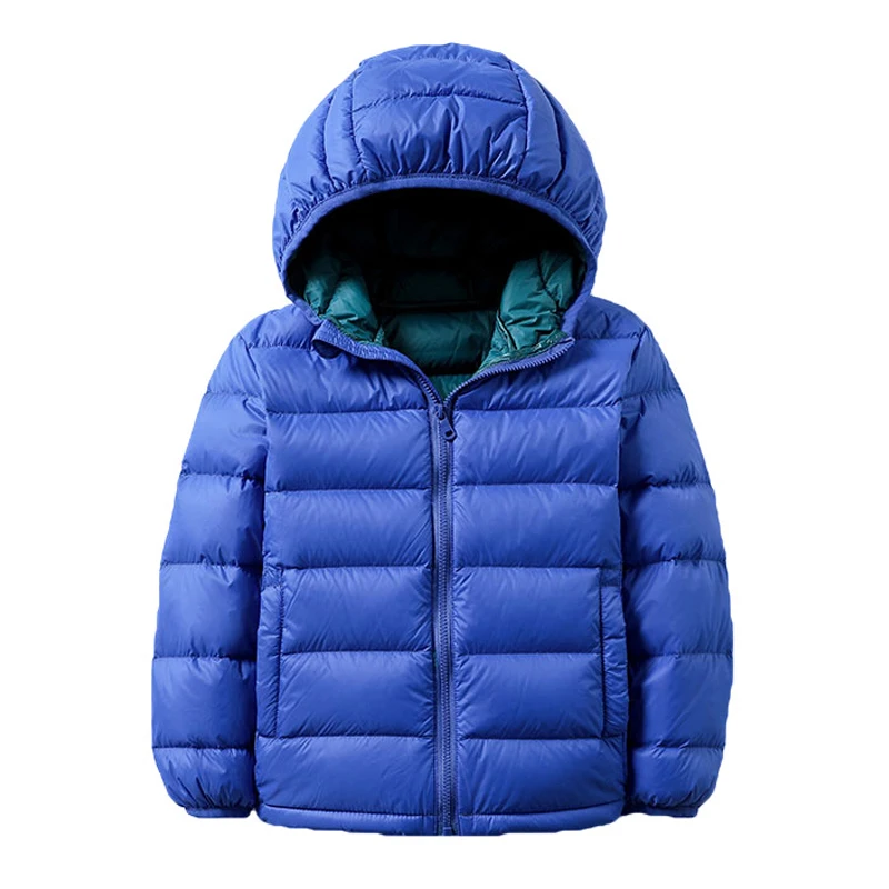 0-10℃ Kids Duck Down Jackets 2024 New Ultra Light Hooded Winter Coats for Boys Girls Portable Windproof Puffy Parkas 13T 14T