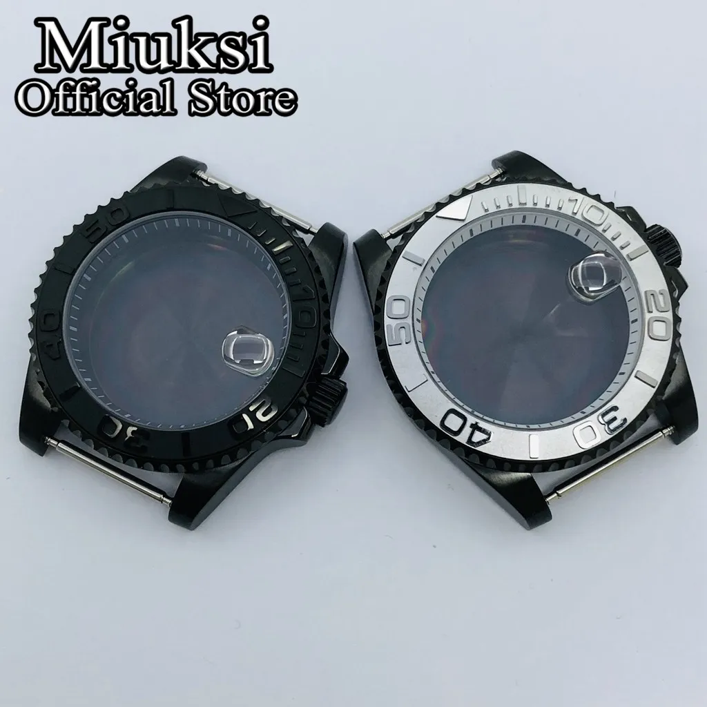 Miuksi 40mm silver rose gold black new watch case ceramic bezel sapphire glass chapter ring fit NH35 NH36 ETA2824 movement