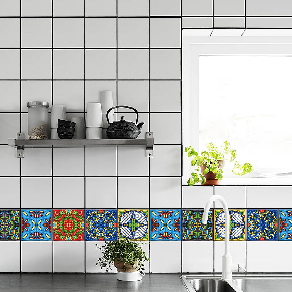 10pcs Brick wall stickers kitchen oil proof stickers toilet bathroom waterproof thickened ceramic tile stickers