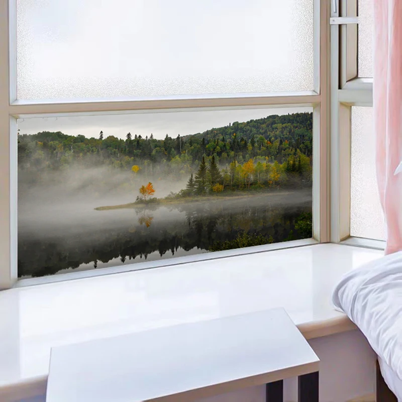 Forest Pattern Glass Films Window Sticker Static Cling Frosted Home Decor Private Tint-Film For Door Window Cabinet Wardrobe