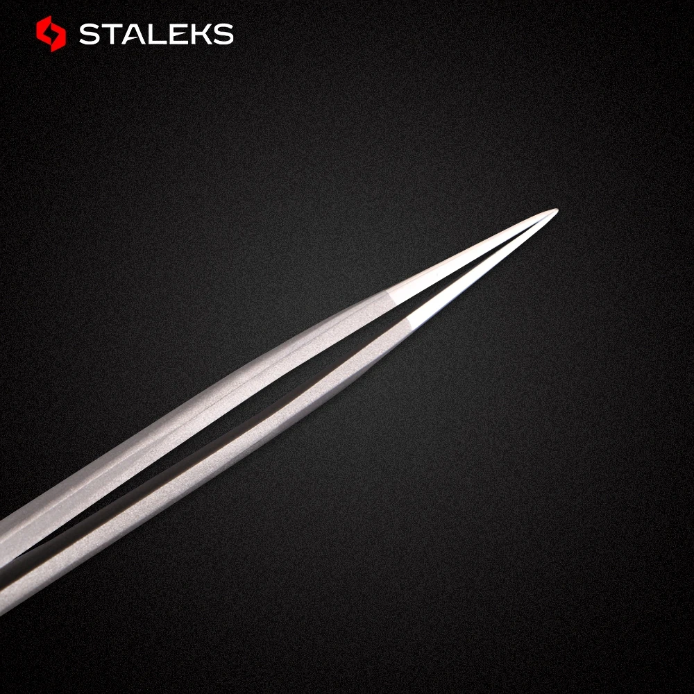 STALEKS PRO TE-41-10 Wave Pattern Embossing Tweezers Grafting Eyelashes Blooming ESD High Precise Hyper Fine AISI