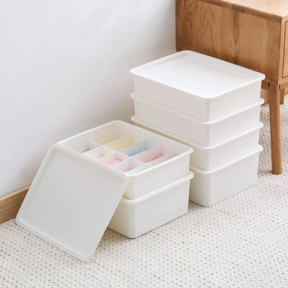 Multi Grid Partition Underwear Bra Storage Box Panties Finishing Box Socks Draw Organizer Household Plastic Container Boxes