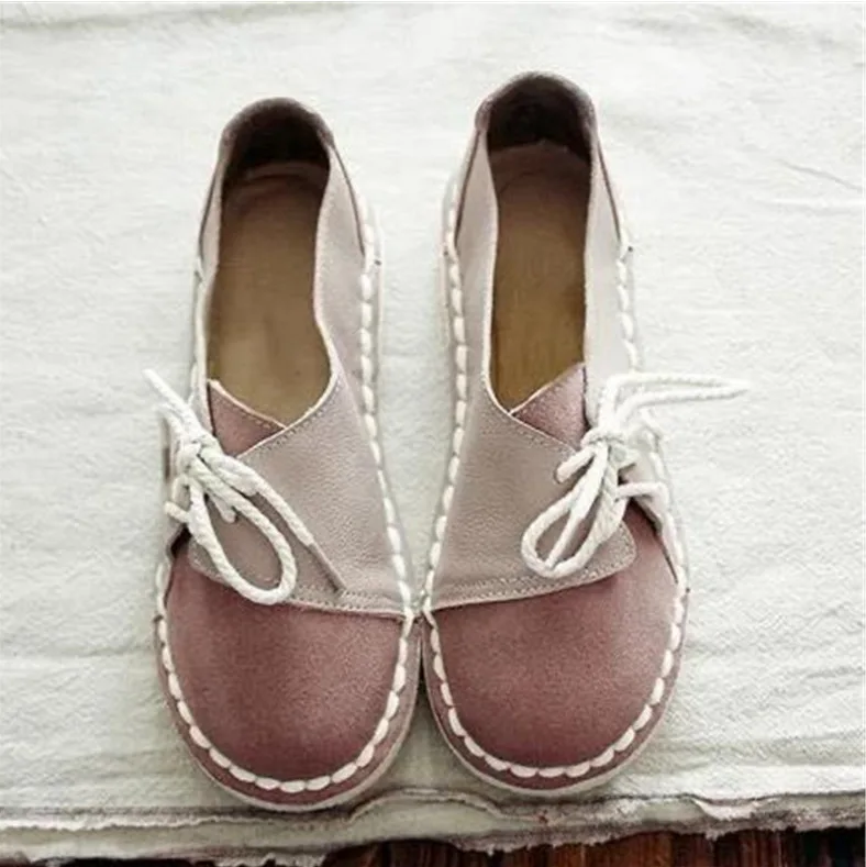 Retro Lace up Non slip Casual Women Flats Slip on Half Drag Round Toe Women Flats Spring Autumn Sneakers Ladies Women Shoes996