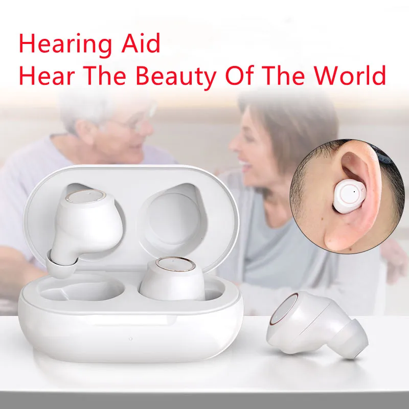 1 Pair USB Rechargeable Mini In Ear Portable Invisible Hearing Aids Assistant Adjustable Tone Sound Amplifier For Deaf Elderly
