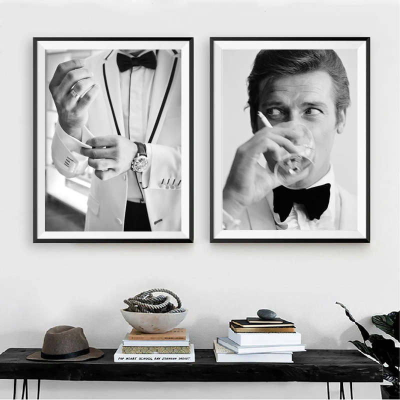 Gentleman Classic Agent Movie Poster Art Canvas Painting Fashion Man In A Suit Makeup Prints Wall Art Pictures Living Room Decor