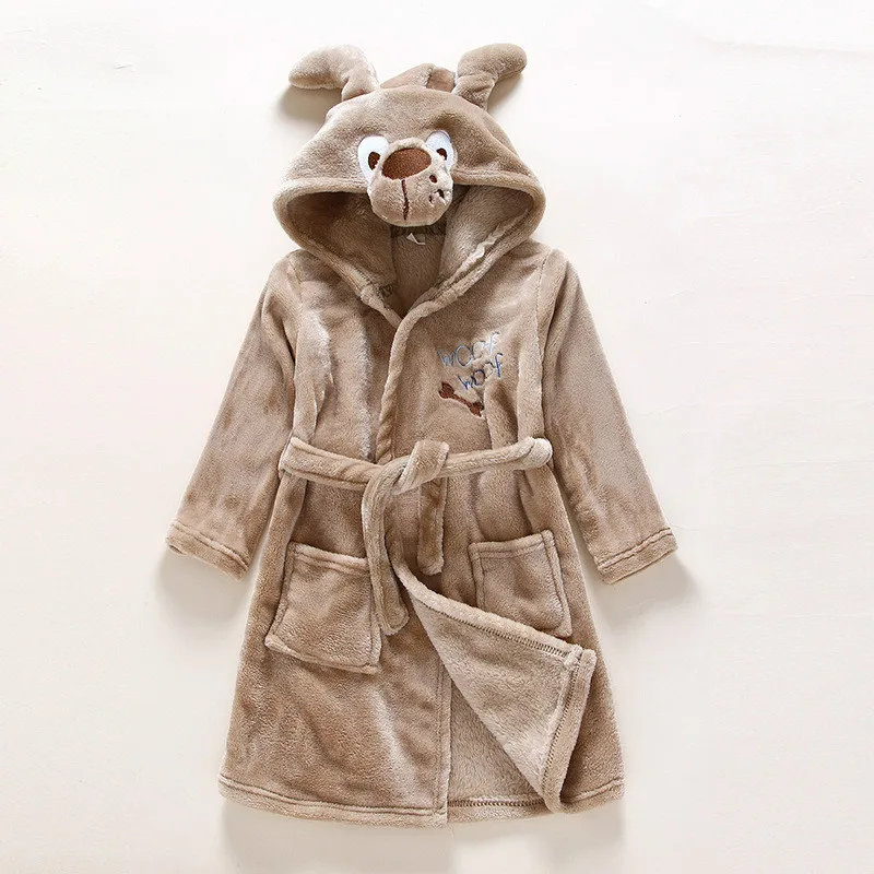 

Children's Bathrobe Flannel Animal Head Cartoon Children Leisurewear Spring Autumn Baby Bath Robe 008