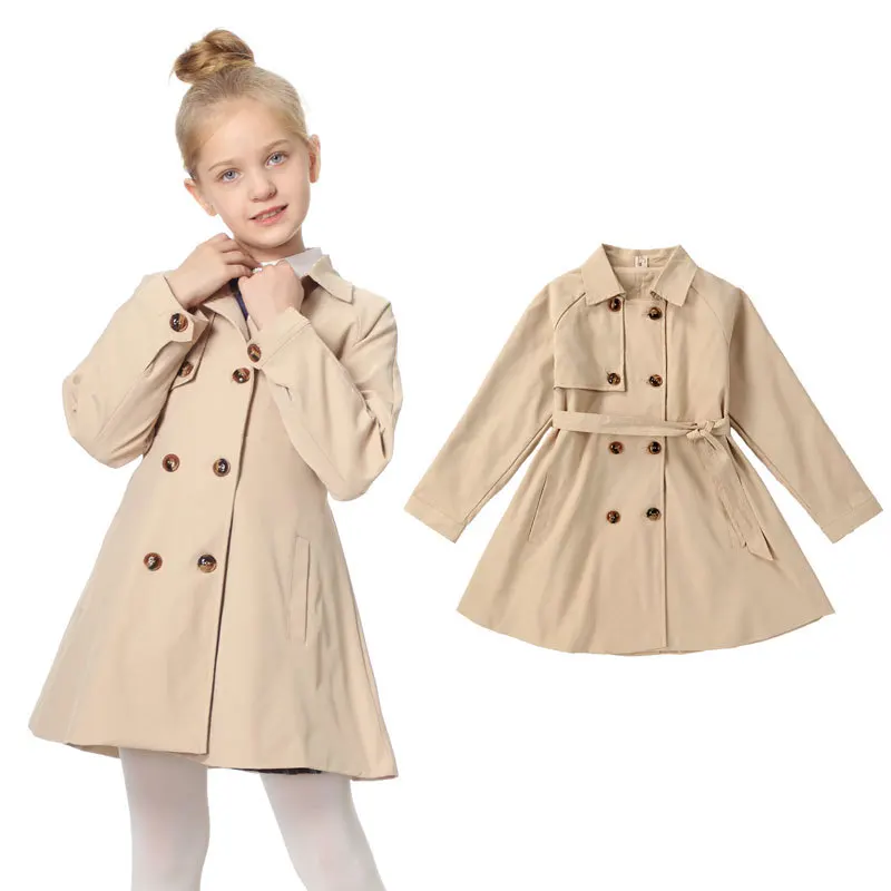 

Girl's windbreaker coat in the long British wind western style children's windbreaker spring and autumn wear big children's coat