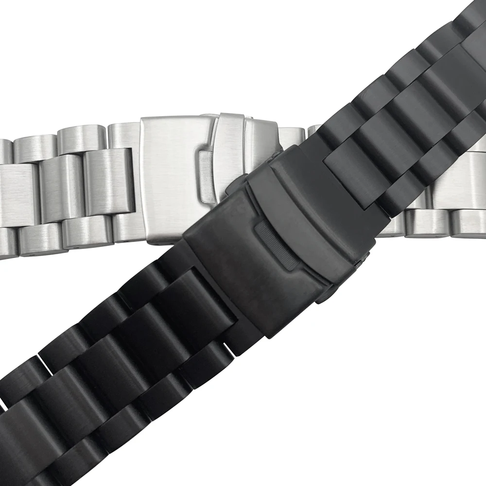 Solid Thickening 5.5mm 316L Stainless Steel Watchbands Silver 22mm 24mm 26mm Metal Watch Band Strap Wrist Watches Bracelet
