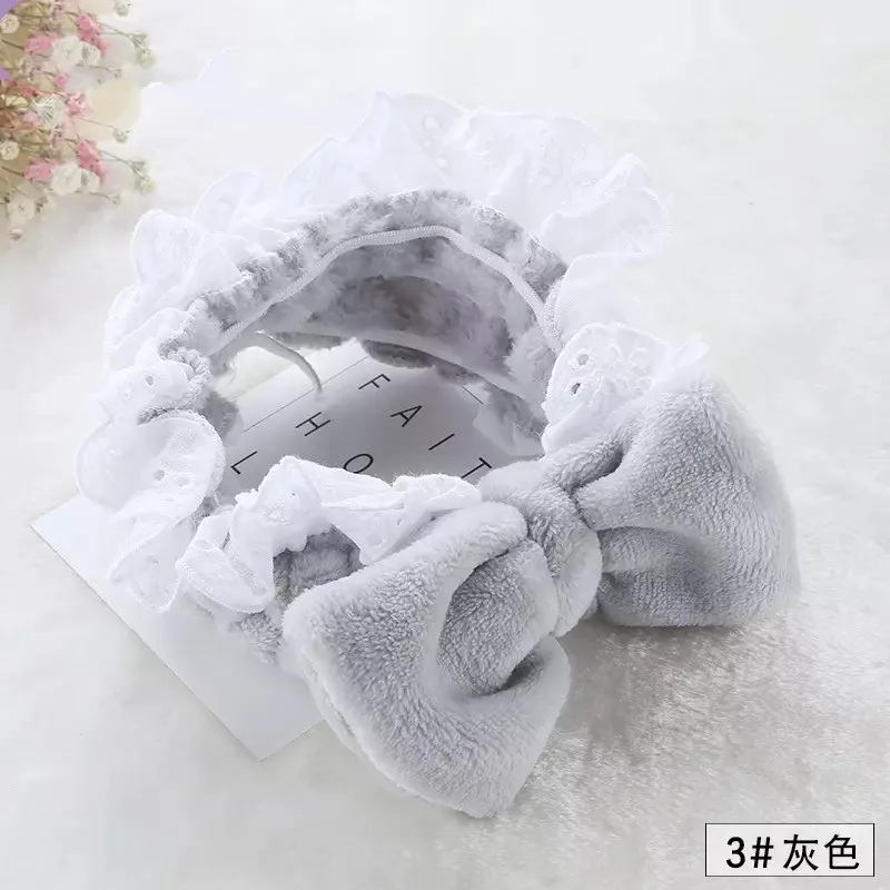 2020 New Soft Coral Fleece Hairbands For Women Wash Face Makeup Cute Girls Headbands Bow Hair Bands Turban Hair Accessories