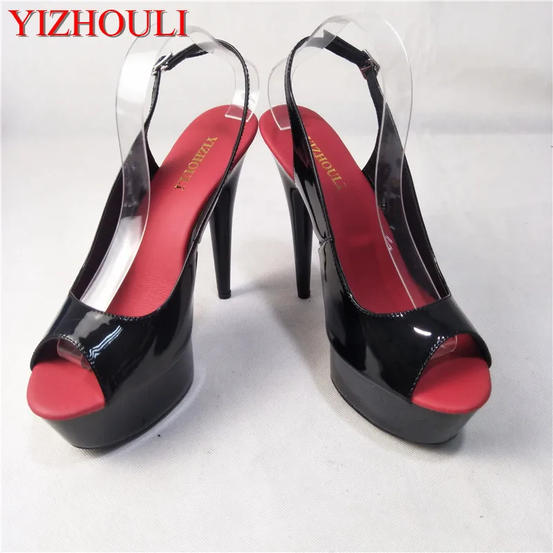 

15cm Sexy High-Heeled Shoes Formal Dress Shoes Open Toe Sandals Sling Peep-Toe Platform Sandals With Inch Stiletto Heel