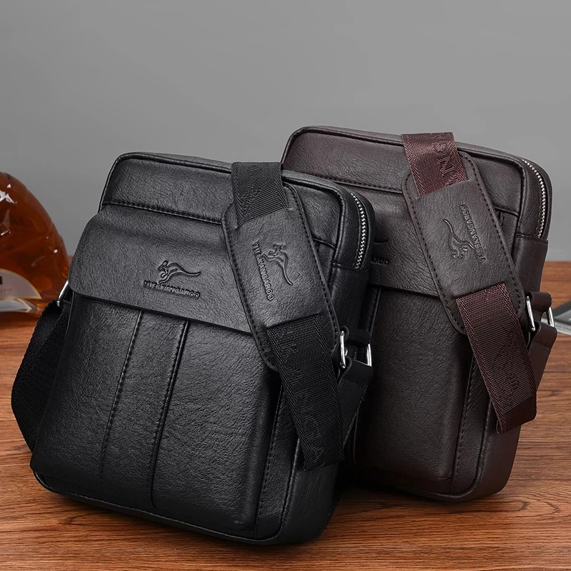 Kangaroo Luxury Brand Vintage Messenger Bag Men Leather Business Shoulder Bags For Man Crossbody Bag Male Side Sling Bag 2021New