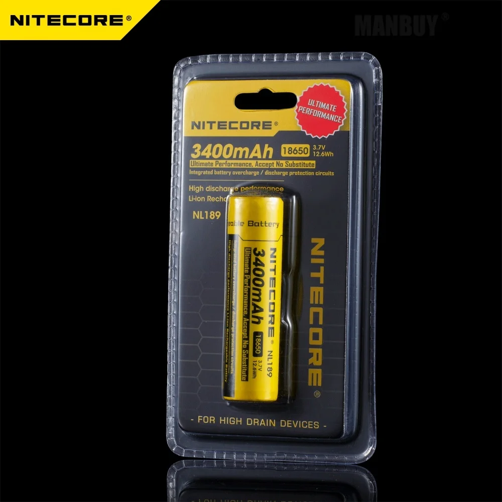 Authentic NITECORE NL1834 18650 3400mAh 3.7V Protected Battery Button Top For All Type Flashlights 1 Piece + GIFT Flashlight