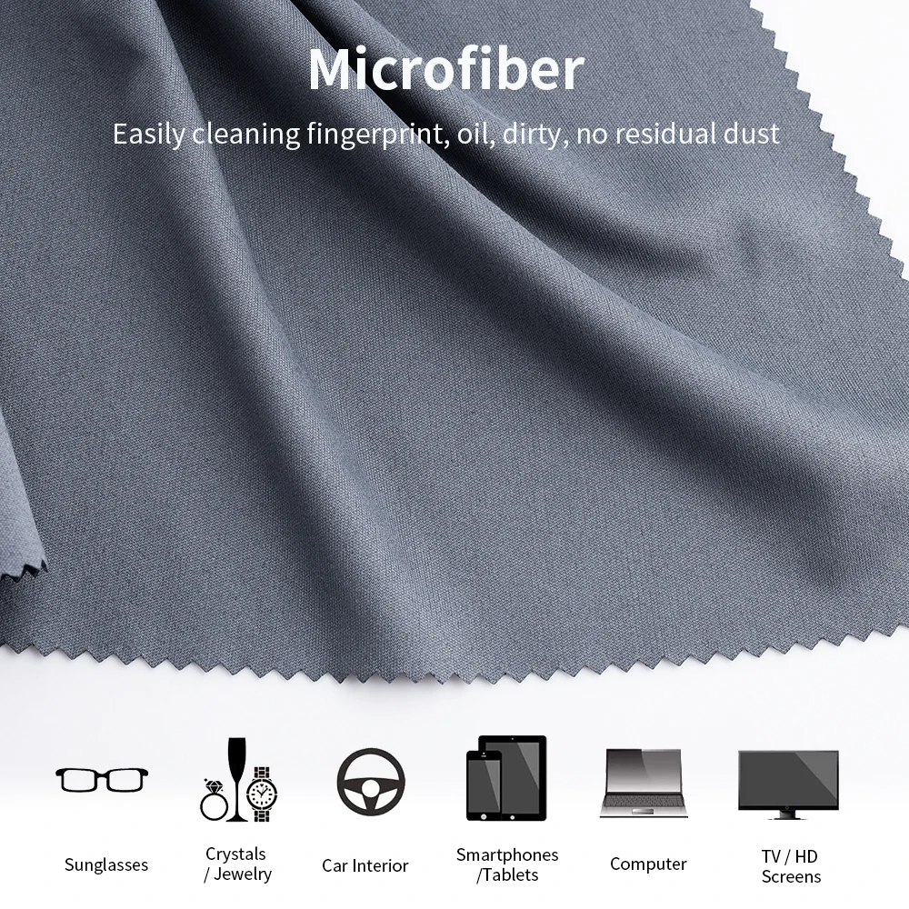 K&F Concept Dark Grey 4pcs 40.6*40.6cm Microfiber Cleaning Cloth Set Needle One Dust-free Cleaning Dry Cloth for Electronics