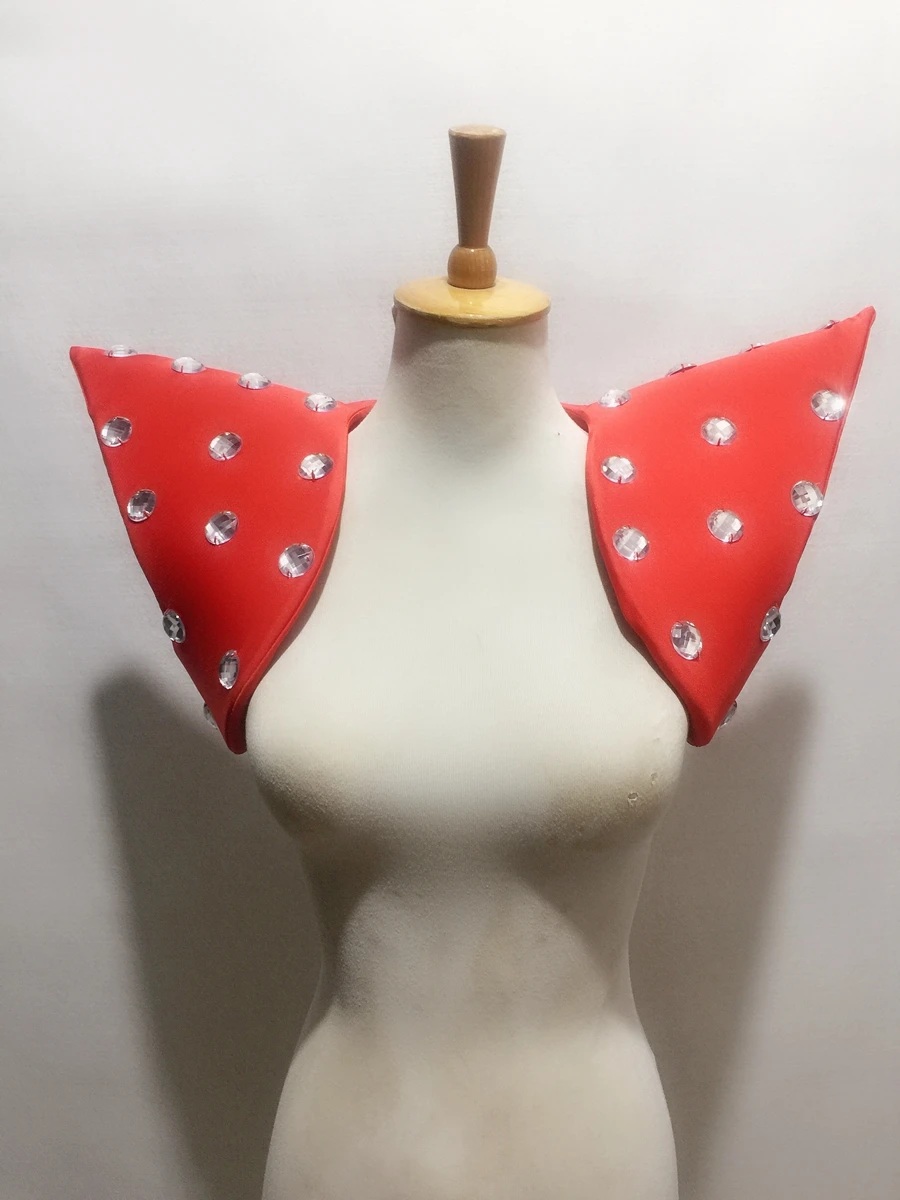 Black White Crystal Shoulder Vest Armor Stage Accessories Costume Women Singer Dancer Role Playing Performance Festival Outfit