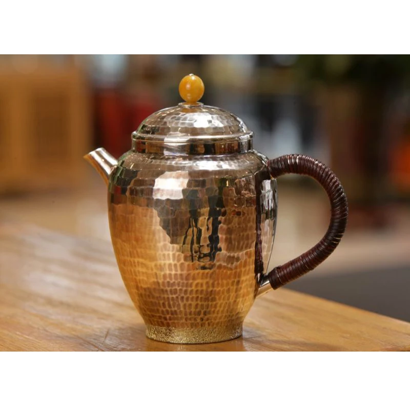 Silver pot 999 sterling silver handmade tea set Japanese retro teapot kettle home tea ceremony Kungfu tea set 180ml