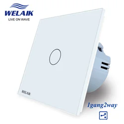 WELAIK EU Stairs Cross Wall Touch Switch 1Gang 2Way 3Way Through Wall Switch Intermediate Aisle Switch Glass Panel Light Switch