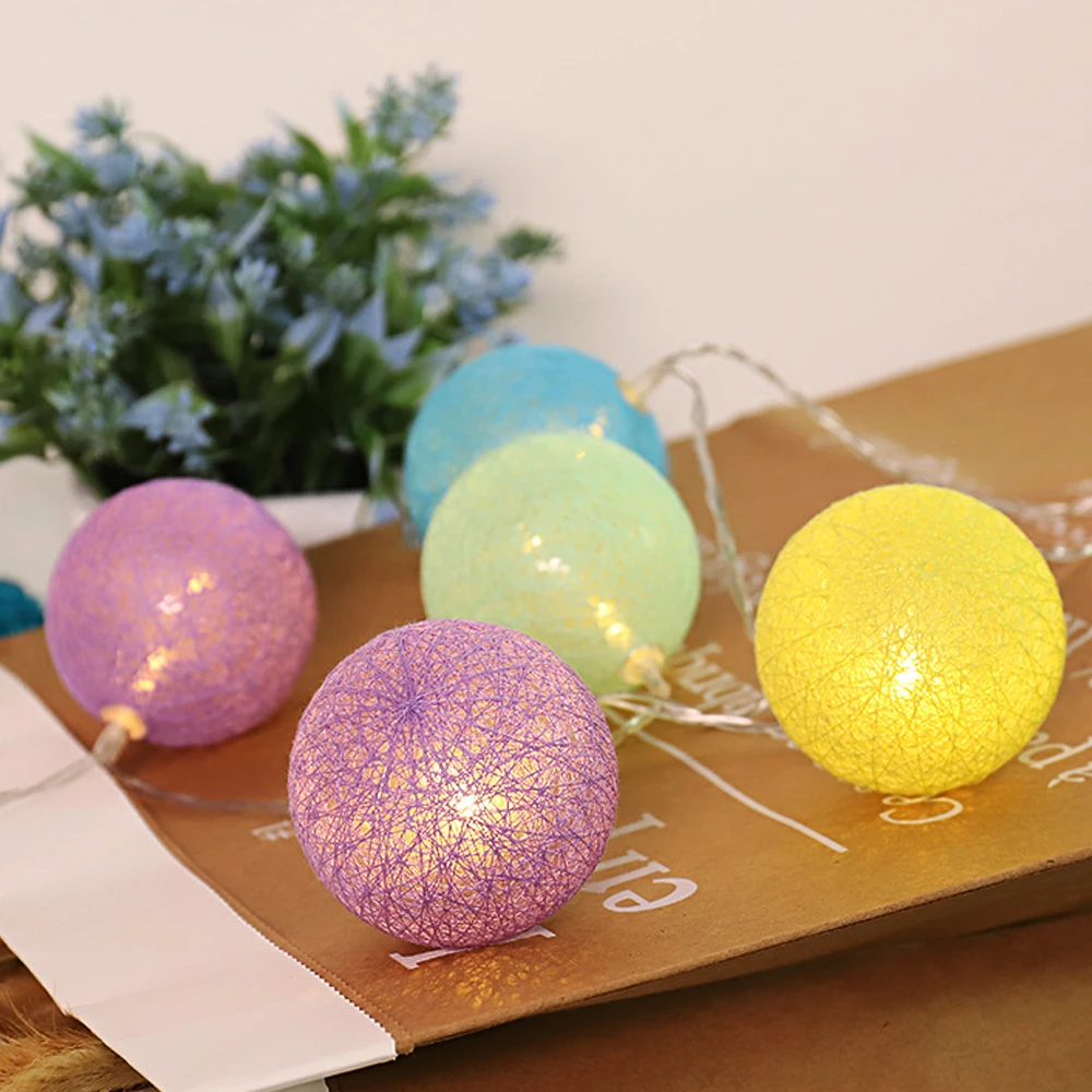 DC4.5V 1.5M 3M Cotton Ball String Light Battery Case For Children's Room Tent Birthday Party Wedding Christmas Decoration Lights