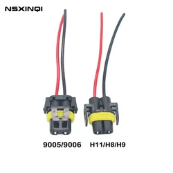 Soquetes fêmea do chicote de fiação do adaptador, conector do fio para faróis, luzes de nevoeiro, 9005, 9006, HB3, HB4, H11, H8, H9, 1Pc