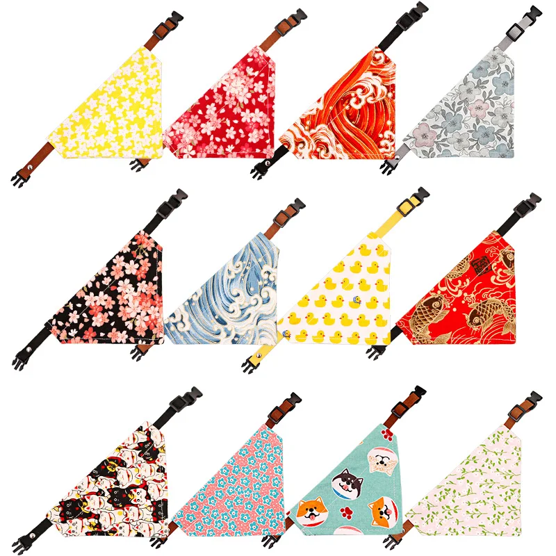 New Adjustable Dog Bibs For Small Dogs Collars Tie Necktie Cat Scarf Puppy Bandanas For Cat Triangular Bow Ties Pet Grooming 35