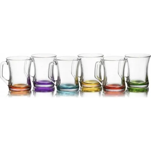 Lava Colorful 6 Pcs Handle Cup Glass Cups Water Wine Soft Drink Beverage Kitchen Decor Fruit Juice Set Cup Glass Cups