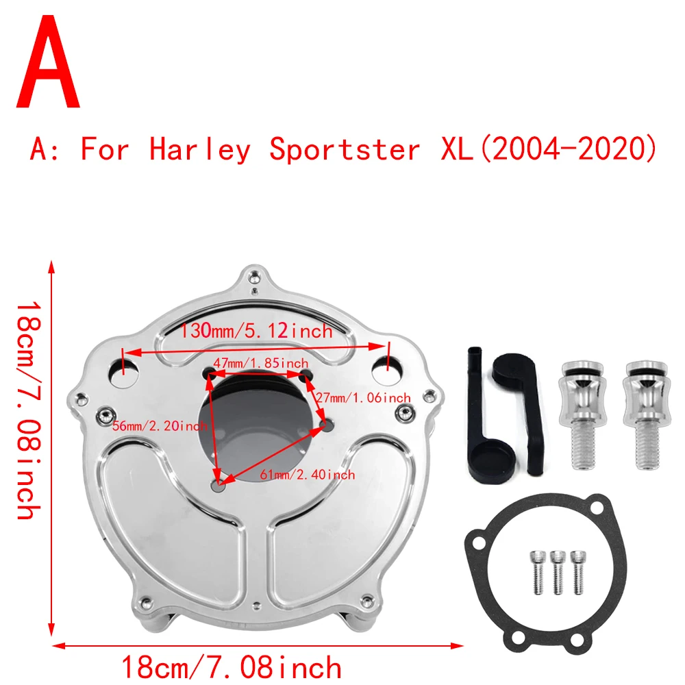 Limpiador de aire de turbina RSD, filtro de admisión cromado para Harley Sportster XL 48 883 Dyna v-rod Softail Fat Boy Touring Ultra FLHR FLHX