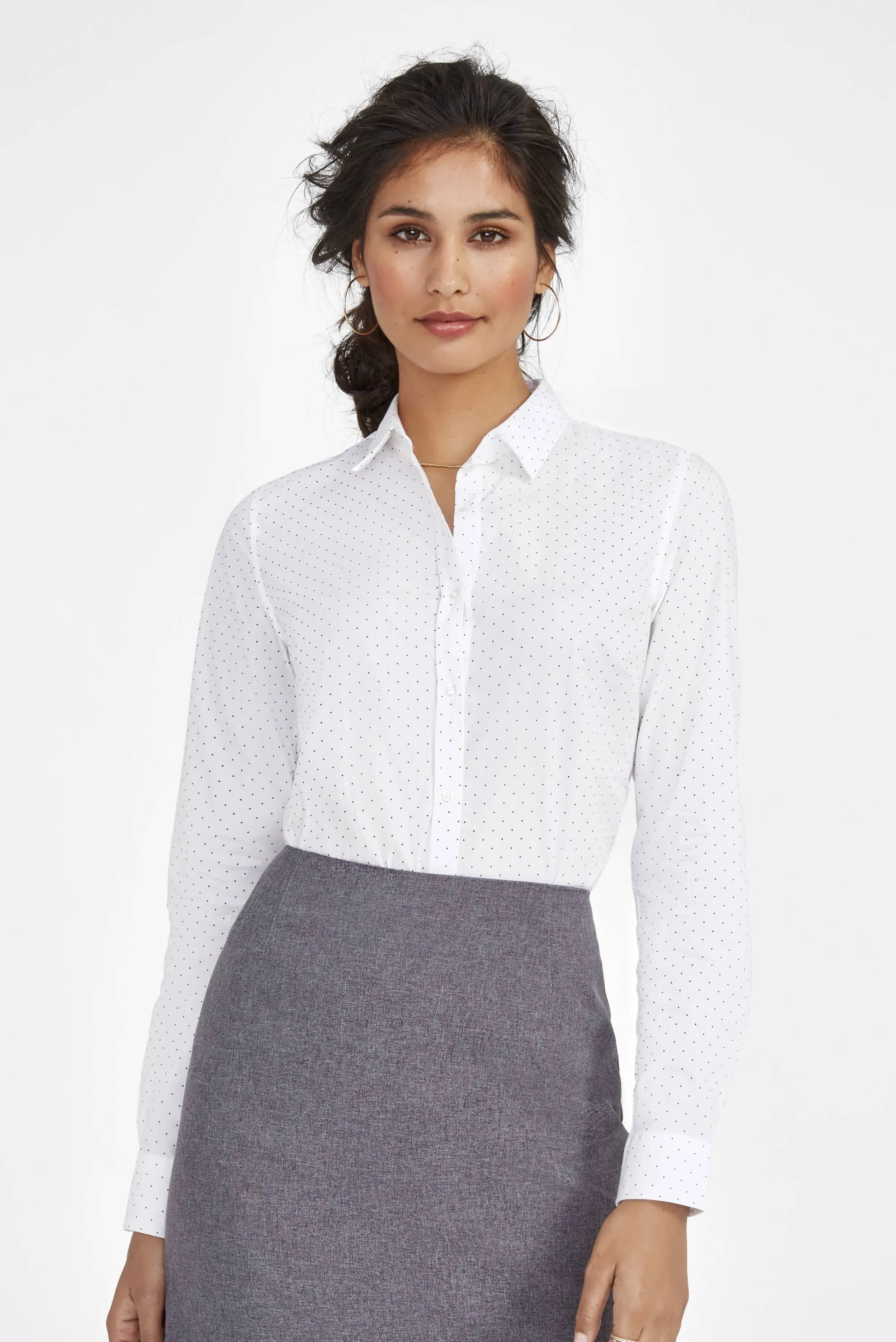 BECKER WOMEN POINTS-WOMEN's long sleeve polka dot shirt-100% cotton