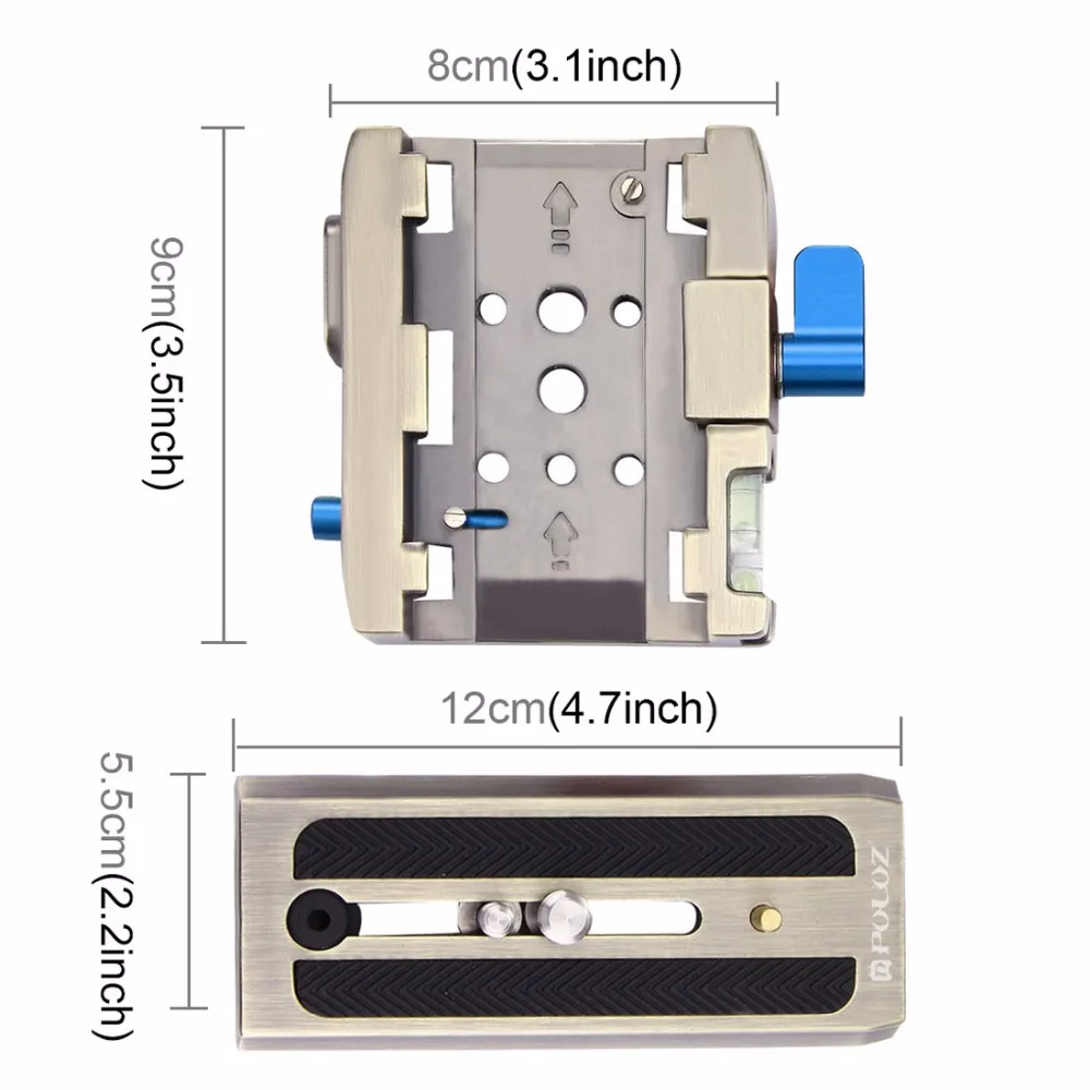 PULUZ Gimbal Quick Release Plate Clamp Adapter Tripod Head Quick Release Base Plate for DSLR Camera Stabilizer Slide Accessories