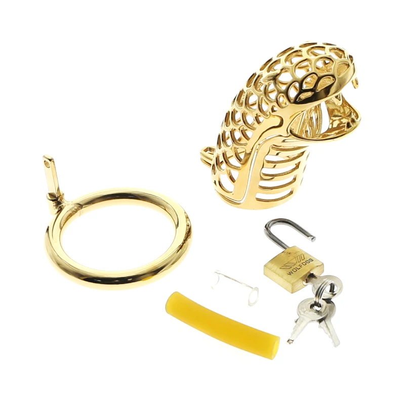 

Golden Snake Chastity Device Stop Masturbation Metal Cock Cage Adult Lockable Penis Ring Sex Cockring BDSM 18+ Sex Toys For Men