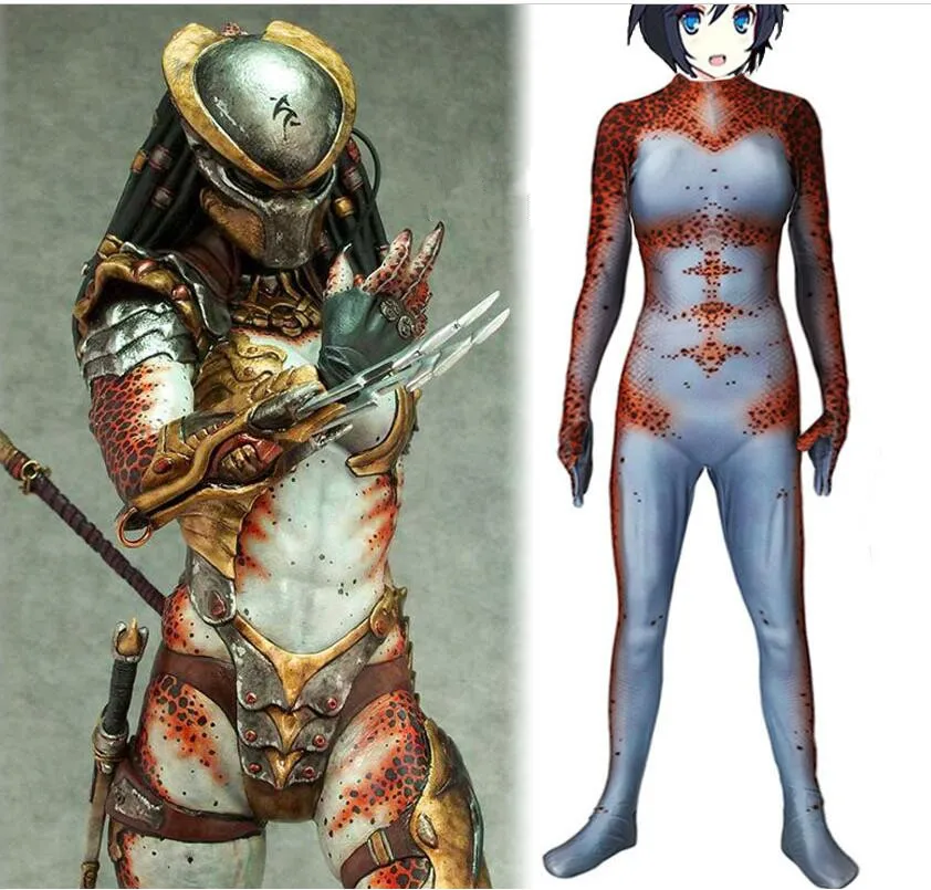 Predator สาวชุดคอสเพลย์ผู้หญิง3D พิมพ์ Zentai บอดี้สูท Predator Basic ชุดเด็กฮาโลวีนเด็กผู้ใหญ่ Zentai บอดี้สูท Jumpsuit