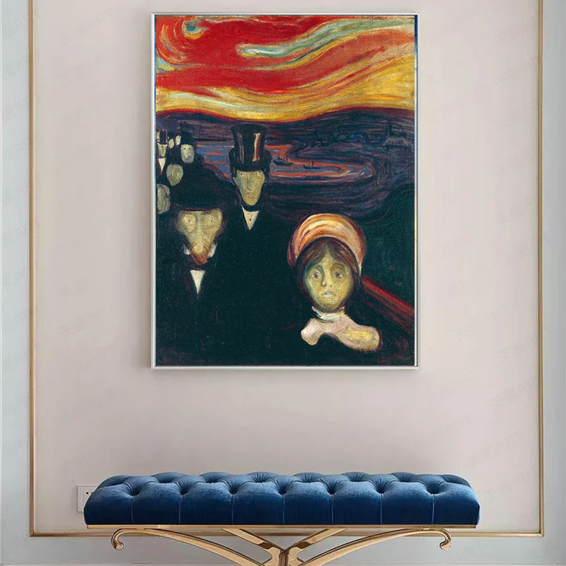 Anxiety Artist Edvard Munch Classic Art Canvas Prints Painting Poster Wall Pictures For Living Room Home Decor