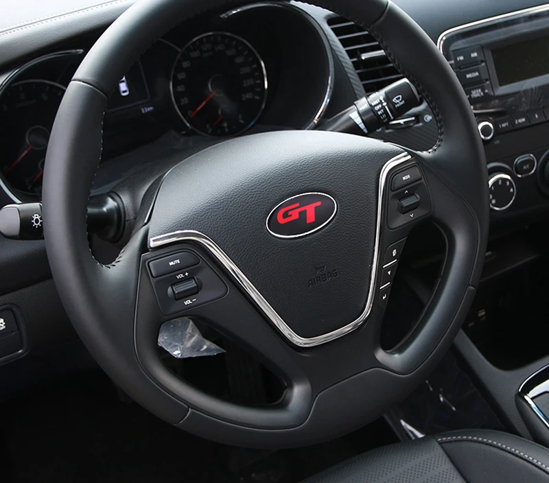 Car-styling Decorative GT Badge Steering Wheel Sticker Decal FOR KIA K2 K3 K5 K7 K9 Sorento Sportage R Rio Soul Auto Accessories
