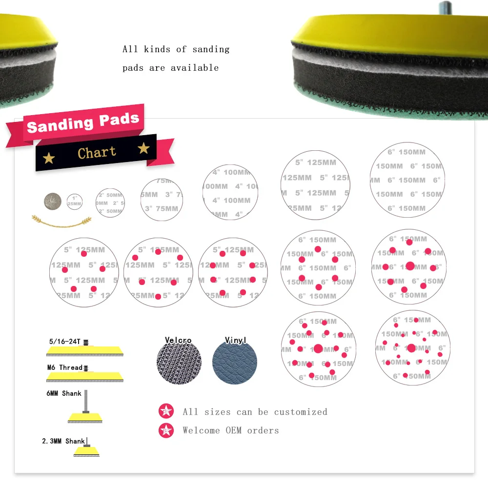6 Inch 150mm DA Sanding Pad Multi-Hole Sander Backing Plate Dust-Free Abrasive Grinding Tools For  Random Orbital Sander