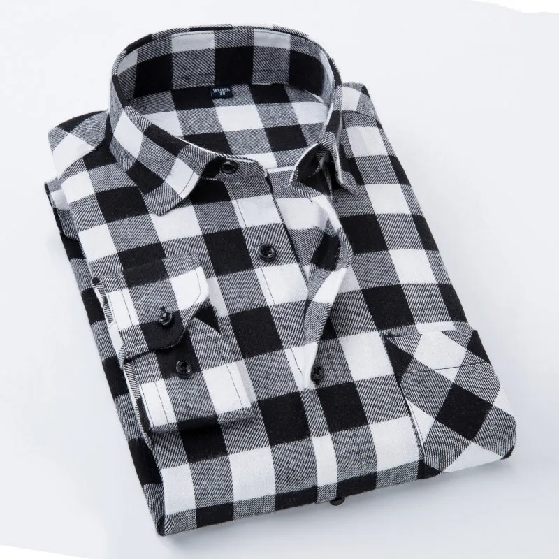 Camisa de flanela xadrez vermelha masculina, manga comprida, de algodão, camisa masculina, nova, outono, inverno, 2022