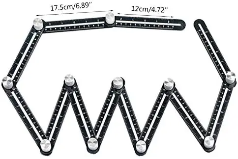 多角度測定定規,12面合金角度ファインダーテンプレート,折りたたみ定規,レンガタイル,木材コーナーポジショニングツール