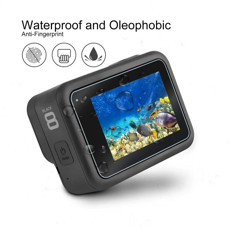 100 SZTUK osłony ekranu do GoPro Hero 8 Przedni wyświetlacz LCD + tylny obiektyw aparatu Folia ochronna ze szkła hartowanego do Go Pro Hero8