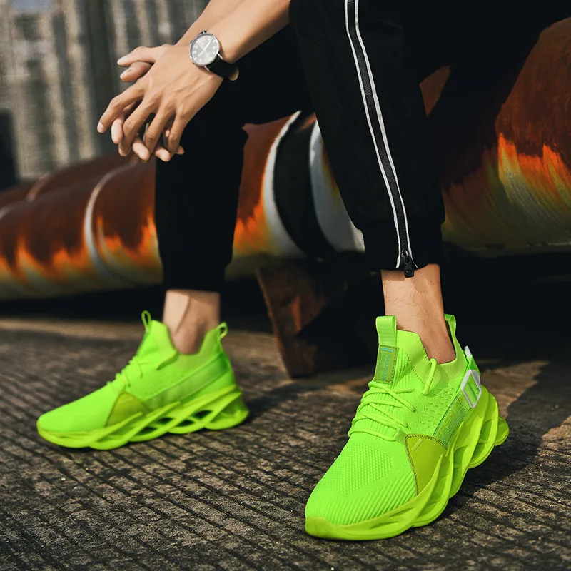 Cheap Green Mesh Sneakers Man Breathable Running Sport Shoes Light Soft Athletic Male Sneakers Unisex Gym Mens Shoes Size 46