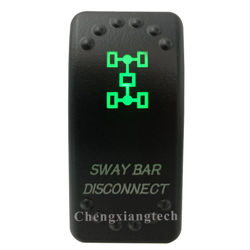 5 Pin On Off SPST Car Boat Rocker Switch-Sway Bar Disconnect - Green Led Light- for 4x4 Carling Narva Caravan Marine 12v 24v