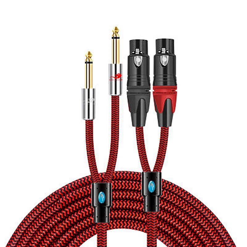 

Двойной 1/4 дюйма подойдет как для повседневной носки, так TS 6,35 мм штекер 2 х XLR аудио кабель микшер усилитель консоли Главная Театр Системы эк...