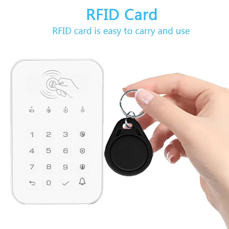 Wireless Smart Keyboard Lock Touch Keyboard RFID Card Unlock White Home Security 433MHz Frequency Connect To Alarm Host