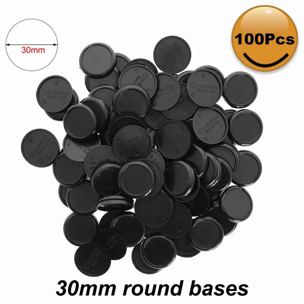 Evemodel 30mm Plastic Lipped Bases Model Round Bases for Wargames Table Games 40pcs/60pcs/100pcs MB130