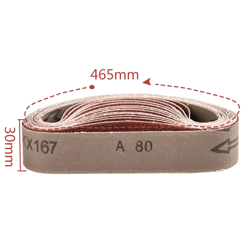 10PCS/Set Sanding Belts 60-1000 Grits Wood Soft Metal Polishing Sandpaper Abrasive Bands For Belt Sander Abrasive Tool 465*30mm