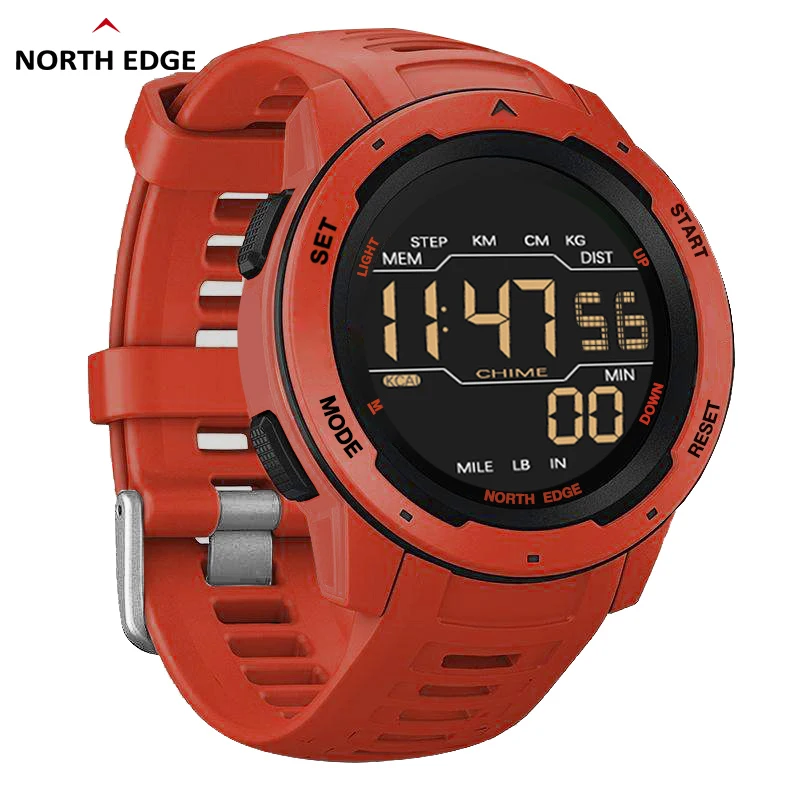 NORTH EDGE Mars Men Digital Watch Men\'s Military Sport Watches Waterproof 50M Pedometer Calories Stopwatch Hourly Alarm Clock