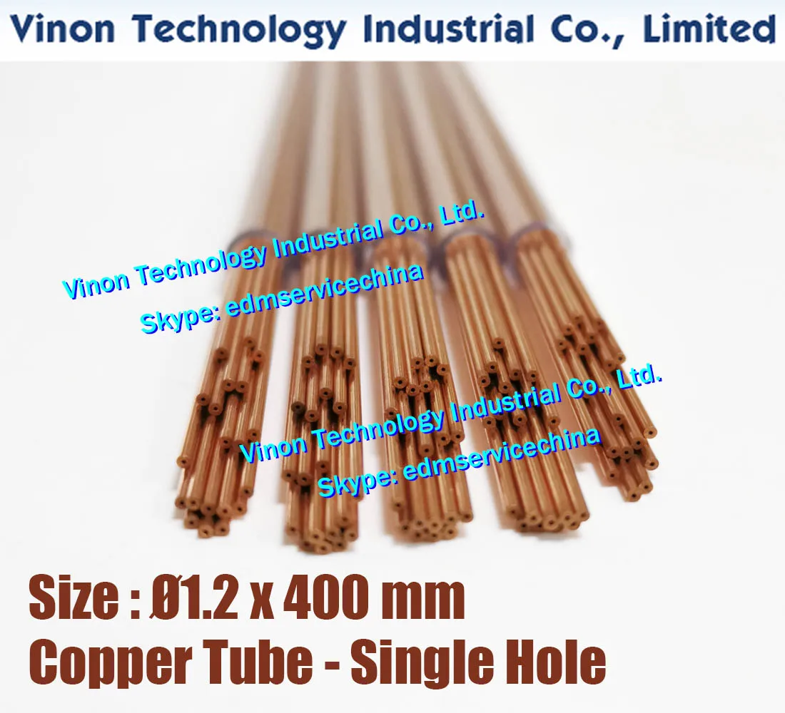 (100PCS/LOT) 1.2x400MM EDM Copper Tube Single Hole, Copper EDM Tubing Electrode Tube Single Channel, Diameter 1.2mm, 400mm Long