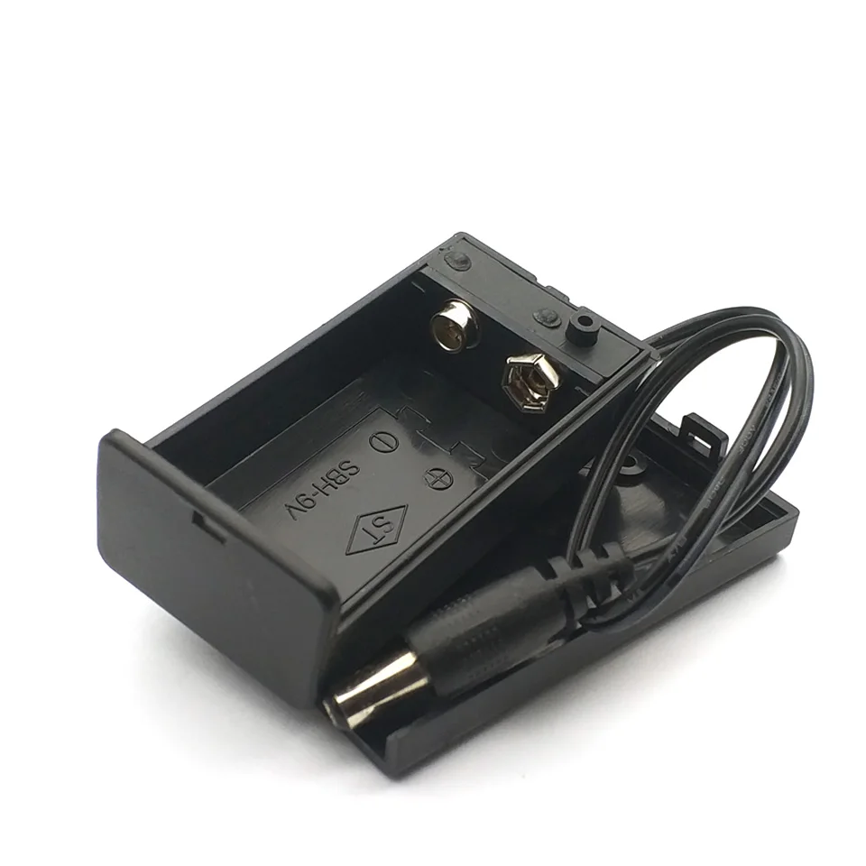 9V Battery Holder 9V Battery Box Universal 9V battery Case With Switch Open Cover With DC 2.1*5.5  Plug Cable