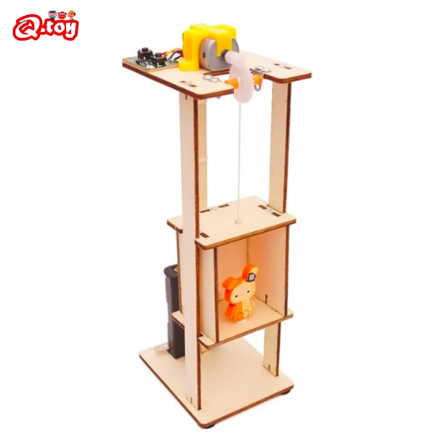 STEM toys Wooden Elevator Educational toys Science Experiment Material Kids STEAM Technology toys Set DIY Elevator Model Puzzle